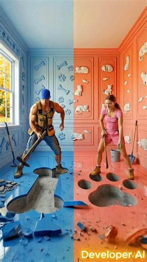 Blue Dog Room vs. Pink Cat Room: Who Won? 🐶💖🐱 #epoxyfloor #dogs #cats #interiordesign