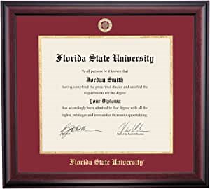 OCM DiplomaDisplay Traditional Frame for Florida State University Seminoles | 11" x 14" Diploma Certificates | Maroon/Gold Mat | Home & Office | Graduation Gift