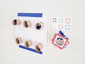 Tube Color Match Use those toilet paper tubes up; paper towel tubes too! This was a fun color matching puzzle. I purposefully taped it to the wall so they were working on different muscles than your average tabletop or floor puzzle. ☀Tips: Use painters tape to tape it to the wall. You can use more or less tubes to your puzzle depending on the child's abilities. | Sprinkle In Learning