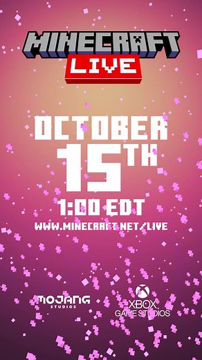#MinecraftLive is coming 🎉 Tune in October 15 for all things Minecraft!