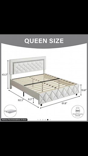 Cinderella Bed Frame with Button Tufted Headboard