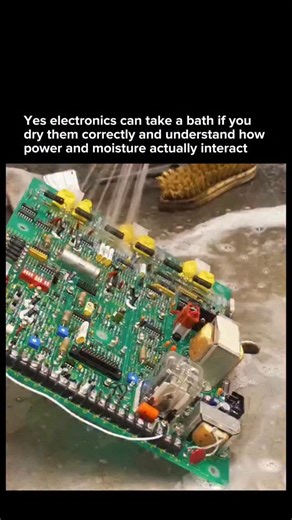 AI • Technology • Innovation on Instagram: "This video shows a real and widely used electronics repair practice where circuit boards are safely cleaned using water to remove flux residue and debris. When water soluble flux is used, rinsing a PCB with clean water is safe as long as the board is fully dried before power is applied, because moisture alone is not harmful but electricity combined with moisture is. Follow for more daily shocks from the frontier of invention ⚙️ @unreal_error"