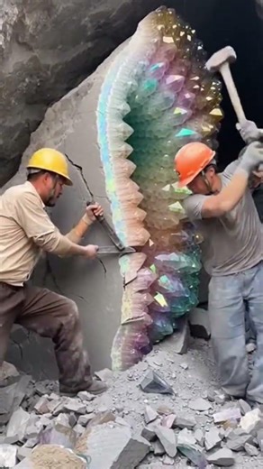 Breaking This Rock Open Revealed a Yellow Quartz Geode