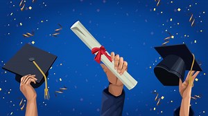 Graduation celebration animation with hats and diploma | Premium Stock Video Footage