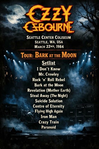On This Day 1984 Ozzy Osbourne Concert At The Seattle Center Coliseum Seattle USA