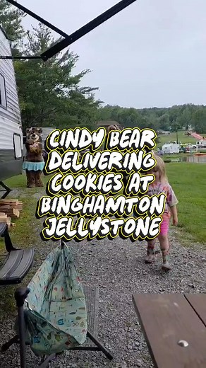 Cindy Bear delivering cookies at Yogi Bear’s Jellystone Park Binghamton, NY #campjellystone #Jellystone #jellystonepark #campground #camping #cindybear #yogibear | Jellyheads: We Love the Bear Parks