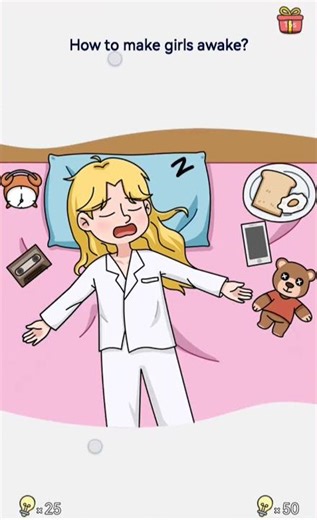 brain out level 62 and how to make girls awake?