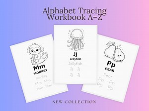 Alphabet Tracing & Coloring Workbook A–Z | ABC Letter Tracing Worksheets for Kids - Etsy