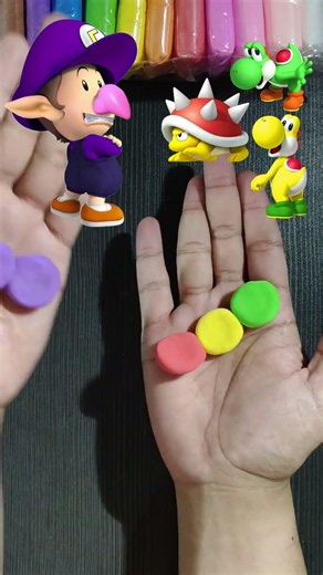 Super Mario - Waluigi vs Spiny, Yoshi & Baby Yoshi - Colors Mixing #shorts #clay #supermario