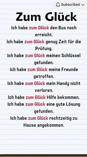 Deutsch lernen mit Zum Glück | Positive deutsche Sätze für Anfänger