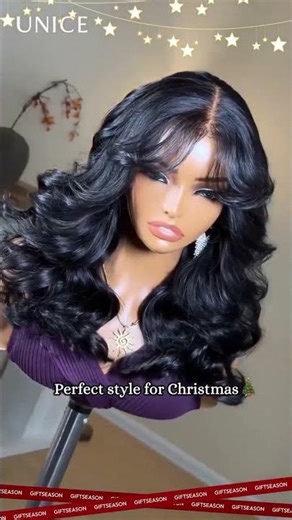 Christmas plans but no time?🎅This glueless bangs wig is the perfect holiday style👏Put it on and go