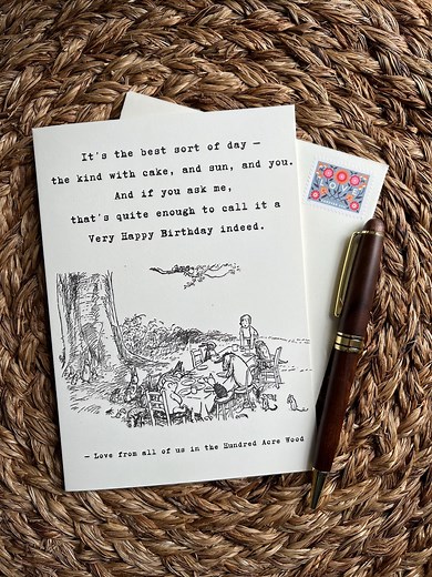 Winnie the Pooh Birthday Card, Hundred Acre Wood, A A Milne, Pooh and Piglet, Birthday Card for Friend - Etsy