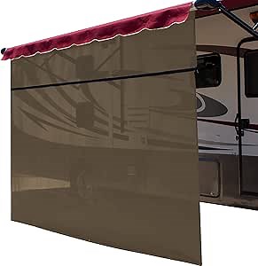 ShadePro - Vista Shade - RV Awning Shade Screen - Zipper Sun Screen Installs in Seconds - Solar Mesh Blocks 87% of Sunlight - The Original Camper Sunscreen Shade for Awnings - 13' x 7' - Tan