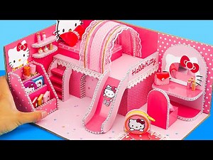 DIY Miniature House #2 How To Make Hello Kitty House From Cardboard With Pink Cute