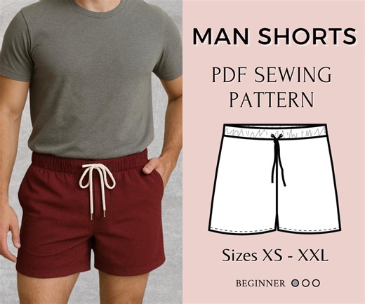 Men's Summer Shorts Sewing Pattern: PDF Digital Download (XS-XXL A4/A0) - Etsy