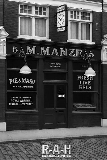 Woolwich Manze Pie & Mash. Pantaleone Manze took 5 New Road in 1923, it ran as Manze’s until 1974...