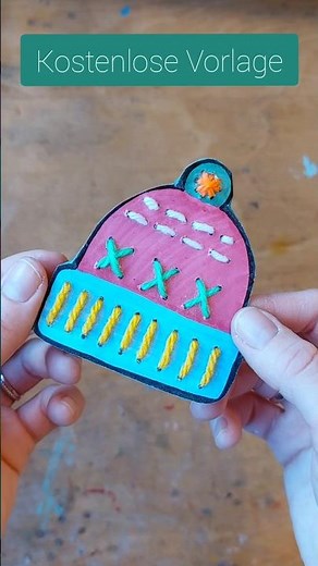 Mütze - Kostenlose Vorlage zum Prickeln und Sticken #werken #technikunddesign #basteln #diy #schule