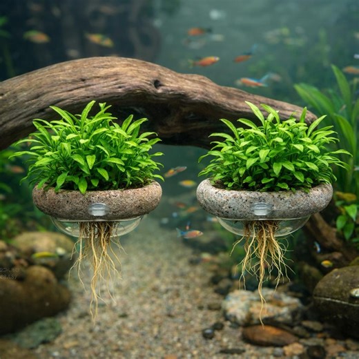 Aquarium Stone Plant Anchor, Glass Mount Aquarium Planter, Suction Cup Stone Holder for Aquatic Plants & Aquascape - Etsy