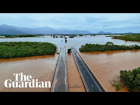 Drone video shows floods around Cairns as flooding in north Queensland continues