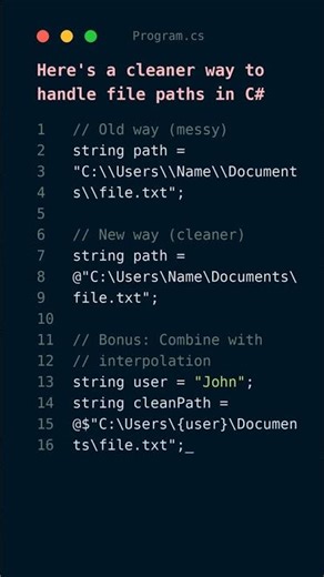 How I write cleaner paths in C# 🧹 🌟 #coding #c# #shorts