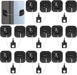8 Pack Fridge Lock Heavy Duty Locks for Fridge Freezer Lock for Child Safety Cabinet Coded Adhesive Combination Refrigerator for Drawers Cabinet Window Easy Install No Drilling Black(Black)