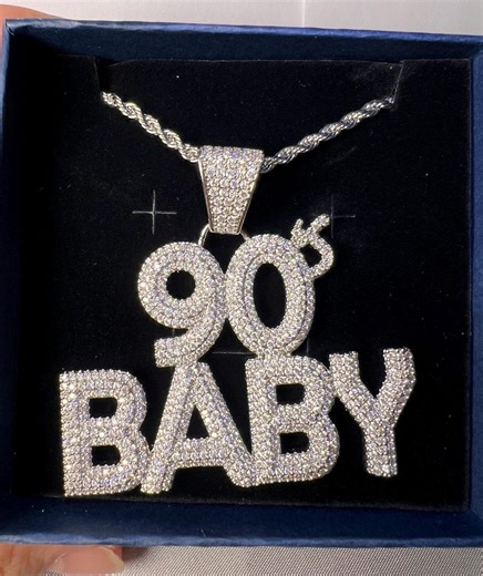 Iced Out 90’s Baby Pendant: Hip Hop Letter Necklace, Rapper Streetwear Bling - Etsy