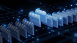 3D illustration of digital file folders organized in a virtual...