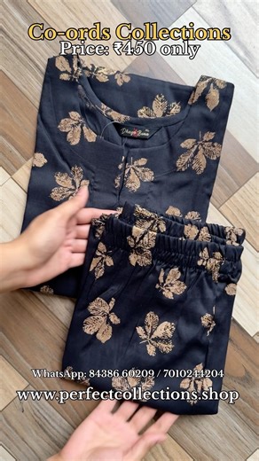 Co-ords Collections Price: ₹450 only visit www.perfectcollections.shop WA: 84386 60209 / 7010244204