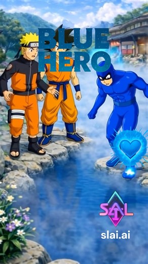 Blue Hero Tries to Walk on Water Using Chakra | Blue Hero •Powered by (slai.ai) #ai #slai #aiverse