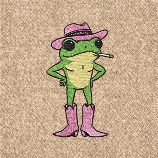 Cowboy Frog Embroidery Design, Trendy Western Cartoon (digital Download) - Etsy