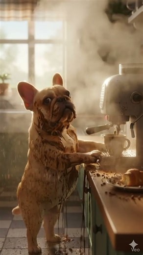 French Bulldog vs Coffee Machine Explosion #AIShorts