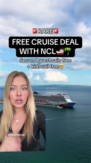 🚨 Insane FREE cruise deal you do NOT want to miss! #NCLPartner #ad 🚢 With this sale, the second guest sails FREE kids sail FREE 👀 This @Norwegian Cruise Line promotion may be one of the best we’ve seen in years. Send this to the person you want to go on a cruise with this year so it finally leaves the group chat 🤝 Head to the link in my bio to get it booked 🔗✈️ #cruisedeals #freecruise #nclcruise