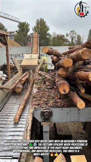 Industrial Log Wood Chipping #Woodworking #Machinery 🌲⚙️