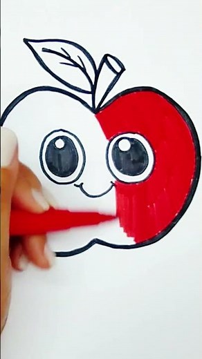 Dibuja y colorea una manzana 🍎 Dibujos para niños