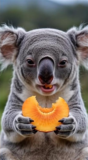 Cute Koala Eating Peach 🍑 | Soft Juicy ASMR