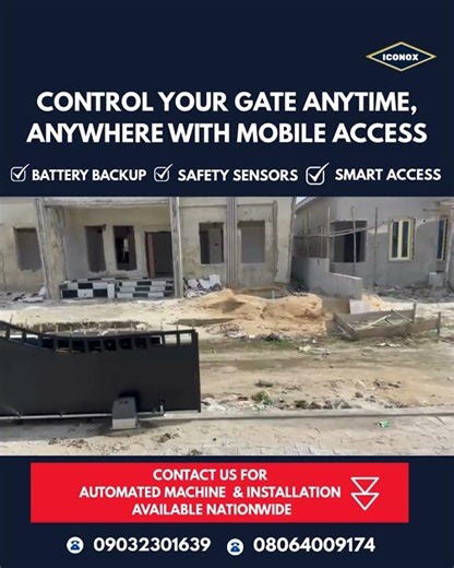 Automated gate system with battery backup, safety sensors, smart access, & professional installation