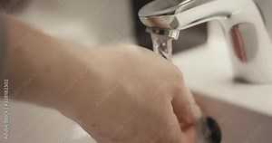 Woman hands washing best way coronavirus covid rinse water rub soap close up