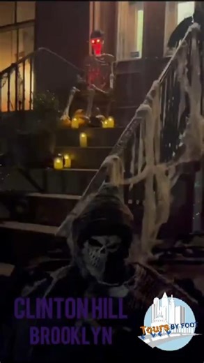 2.9K views · 74 reactions | The historic neighborhood Clinton Hill, #brooklyn Brooklyn is ready for #Halloween Halloween. Tour Guide Courtney shows you the spooky fun! #toursbyfoot #hauntedhouse | Tours by Foot - New York City | Facebook