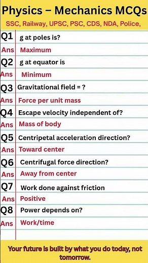 Physics One-Liners for Exam | Gravity & Motion Quick Revision | #ssc #science