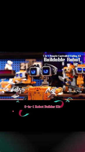 5-in-1 Programmable Robot Builder Kit: One Set of 373 Parts to Build 5 Different Models. Features APP Control, Digital Display & Coding Functions.