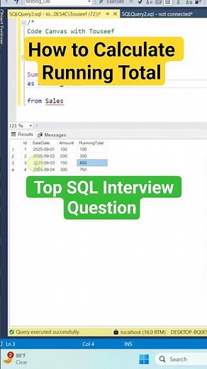 How to Calculate Running Total in SQL | SQL Running Total Explained | SQL Interview Question #sql