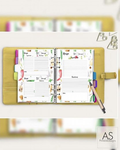 Recipe Planner Printable: A4, A5 & Half Letter Sizes (PDF Download)
