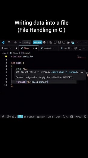 File handling in C 🫵| Writing data into a file