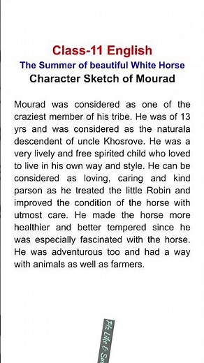 Character Sketch of Mourad Class-11 English Chapter-1 #how #fact #englishgrammar
