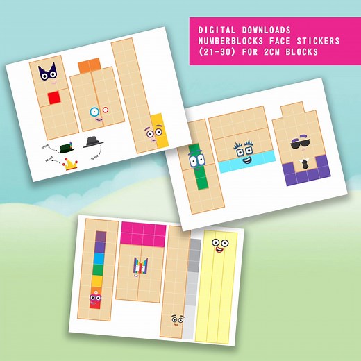 Numberblocks Face Stickers (21-30) for 2cm Mathlinkcube/blocks- A4 Stickers Printing, Instant Digital Download - Etsy