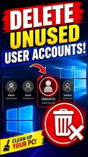 Delete Unused User Accounts in Windows 11 | Free Up Space & Improve Security 🔥 #shorts