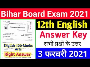 English Answer Key 2021 Arts | English 100 Marks Question paper 2021 | 12th English 100 Marks Bseb