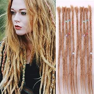 Dreadlock Extensions Human Hair Full Handmade Dreads Locs 10 Strands/Pack Crochet Braiding Hair Extensions (20 inch, Human hair dreads Brown-20'')