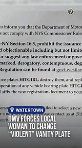 After a years-long term, a Theresa woman's custom vanity plates are being recalled by the state DMV. 📰: https://www.wwnytv.com/2026/01/30/dmv-forces-local-woman-change-violent-vanity-plates/ | 7 News