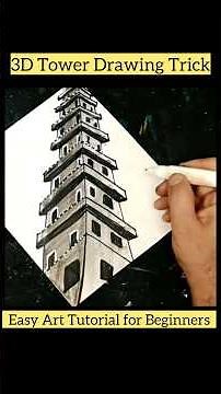 Mind-Blowing 3D Tower Drawing Trick | #art #drawing #trending #viralvideo